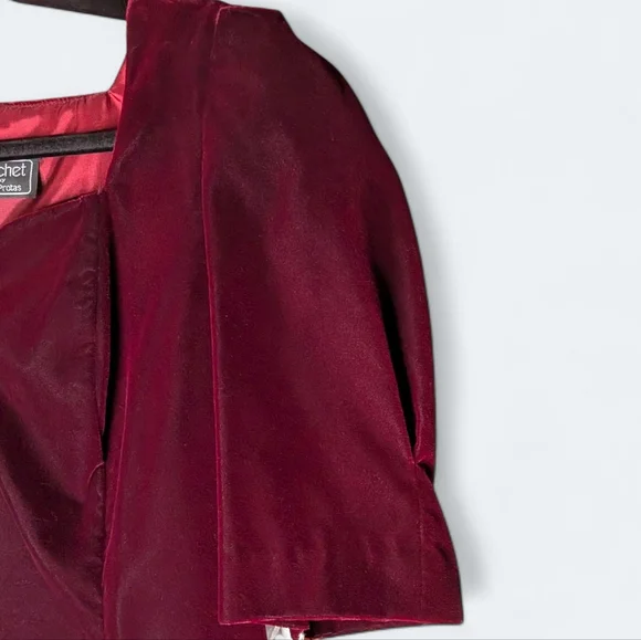 Vintage Cachet by Bari Protas Plum Velvet Romantic Evening Dress Size 16 NWT - Picture 7 of 14